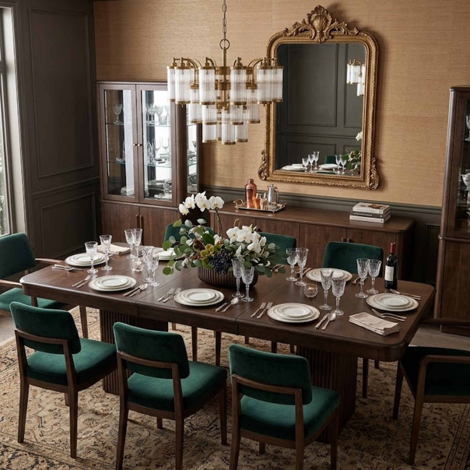 Lotus Double Wood Pedestal Dining Table