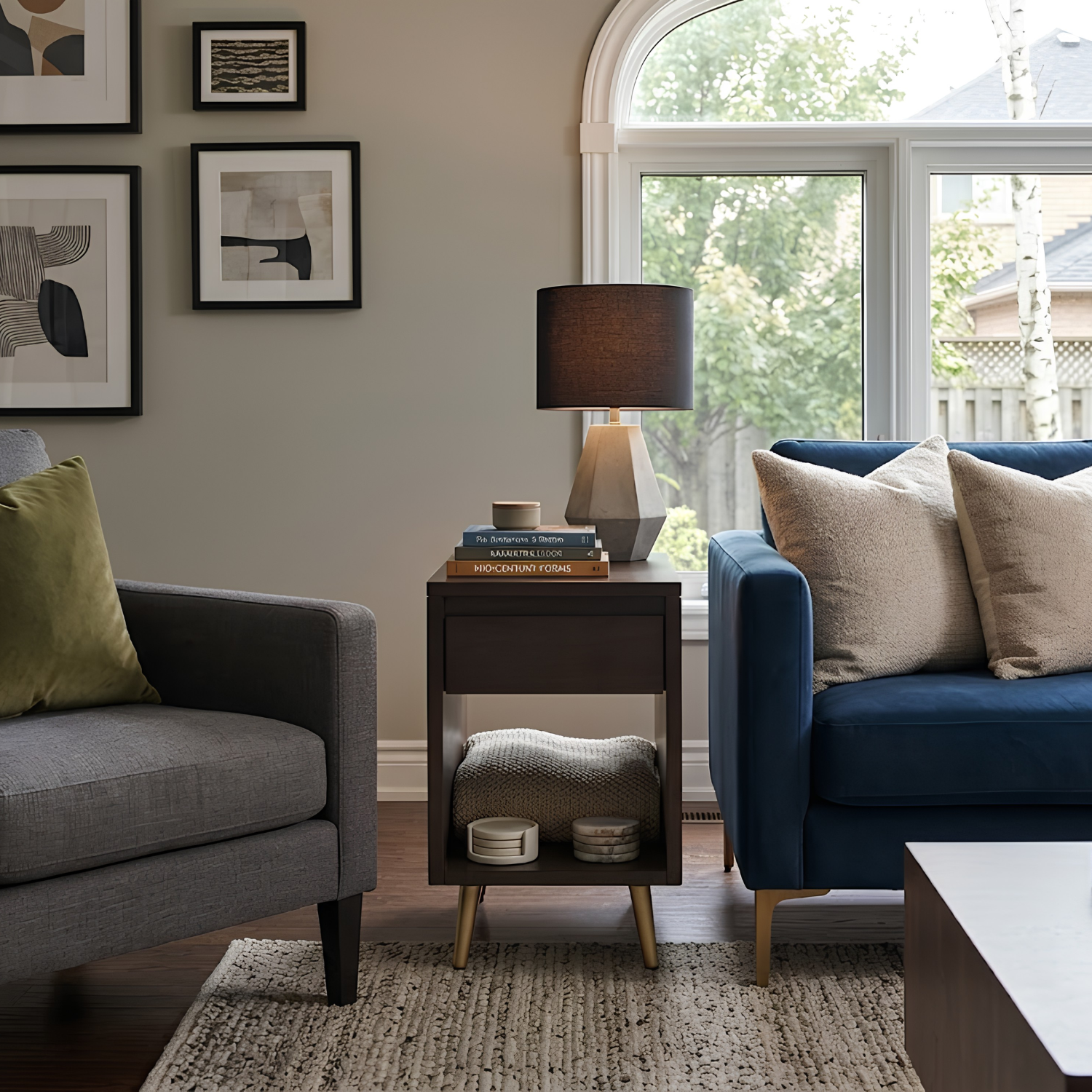Evora Metal Pedestal Chairside Table