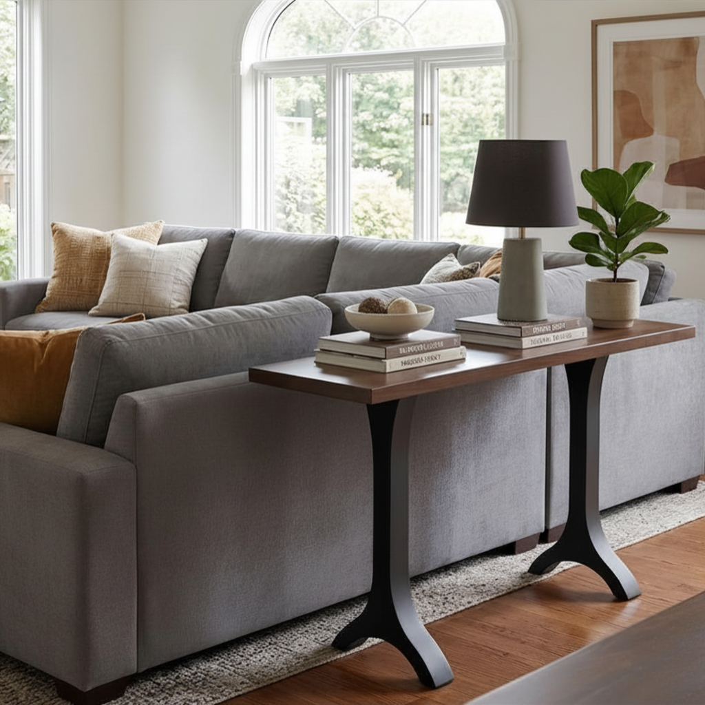Evora Metal Pedestal Sofa Table