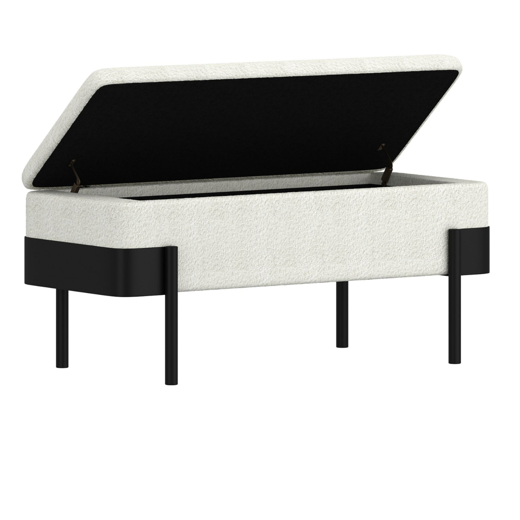 Odell Storage Bench in Ivory Black