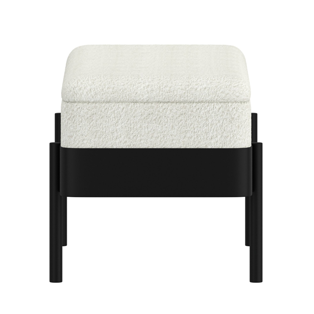 Odell Storage Bench in Ivory Black