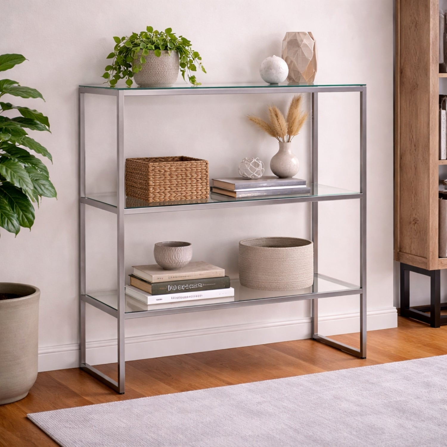 Electra Bookshelf with Glass Top & 2 Glass Shelves