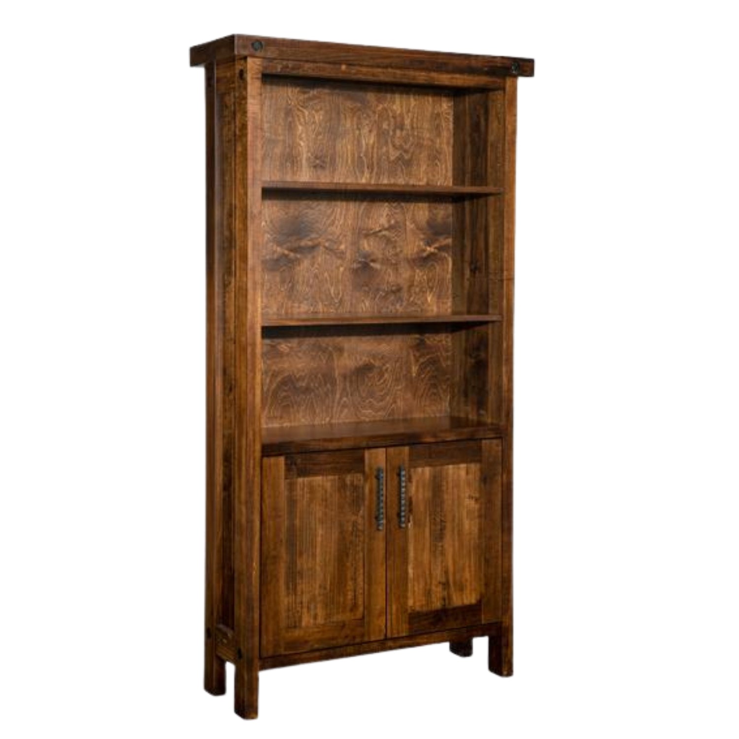 Rafters Open Bookcase with 3 Adjustable Shelves & Doors