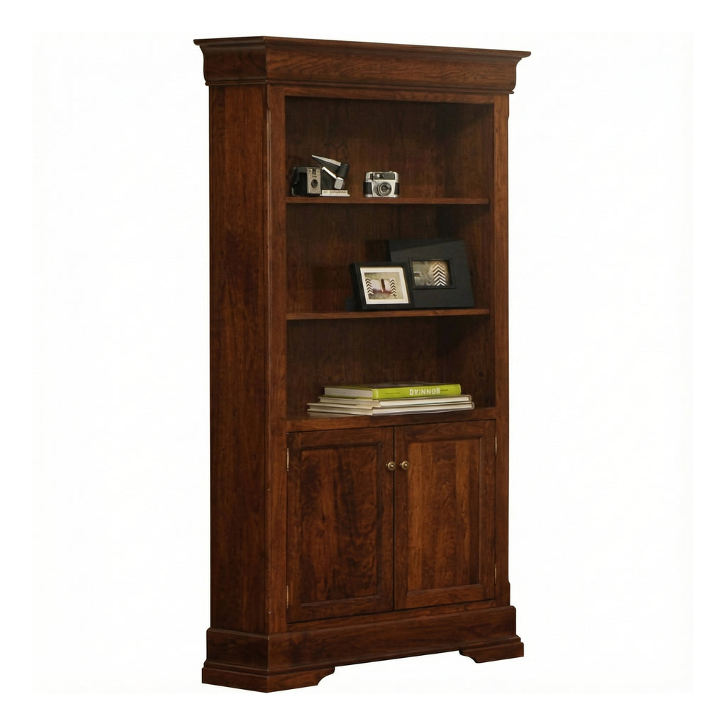 Phillipe Bookshelf with 3 Adjustable Shelves & Doors