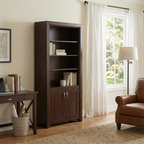 Contempo 80″ Bookcase with 3 Adjustable Shelves & Doors