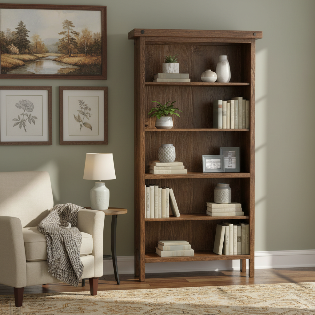 Rafters Open Bookcase with 3 Adjustable Shelves