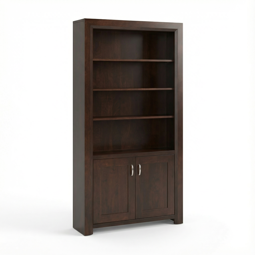 Contempo 80″ Bookcase with 3 Adjustable Shelves & Doors