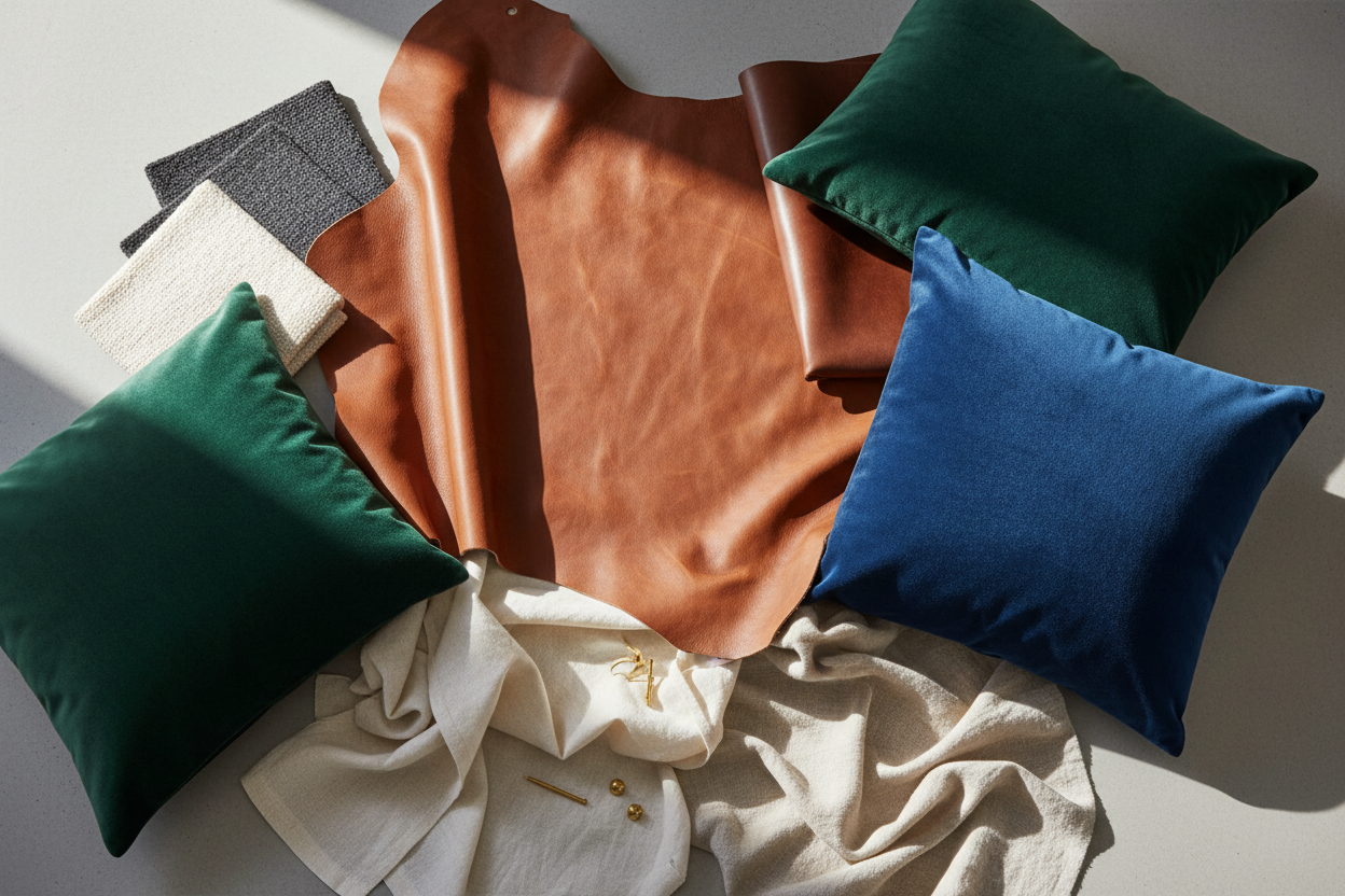 From timeless neutrals to bold textures, explore premium fabrics and materials, including top-grain leather, linen, and velvet — curated for every taste.